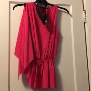 BCBGMAXAZRIA  Hot Pink Butterfly Belt Silk Top